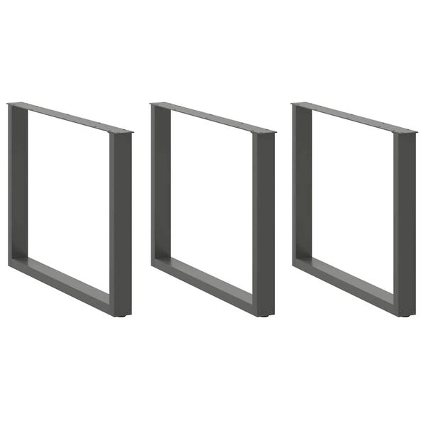 vidaXL Nohy k jedálenskému stolu v tvare U, 3 ks, antracitové, 100 x (72-73) cm, oceľ