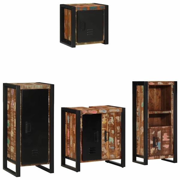 vidaXL Sada kúpeľňového nábytku Nástenný 4 pcs Masívne obnovené drevo