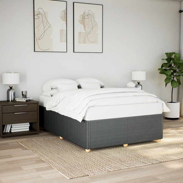 vidaXL Posteľ bez matraca tmavosivý 140x190 cm látka