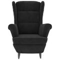 vidaXL Kreslo wingback s podnožkou čierne zamatové