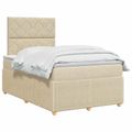 vidaXL Posteľ boxspring s matracom Krémová 120 x 190 cm Látka
