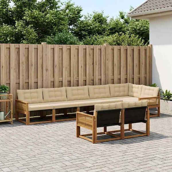 vidaXL Záhradná súprava gaučov s vankúšom 8 pcs Prírodná a béžová
