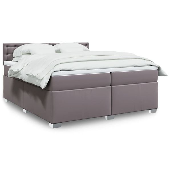 vidaXL Boxspring posteľ s matracom sivá 200x200 cm umelá koža