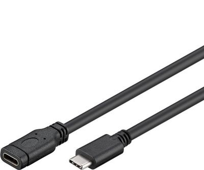 PremiumCord Prevodník Predlžovací kábel USB-C M/F, čierny, 1m