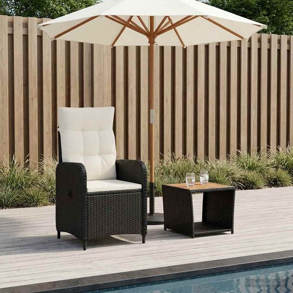 vidaXL Záhradný lounge set 2 ks Čierna a krémová biela