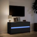 vidaXL TV stolík s LED čierny 100x34x50 cm kompozitné drevo