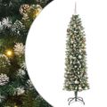 vidaXL Umelý chudý vianočný strom Zelená a biela 210 cm