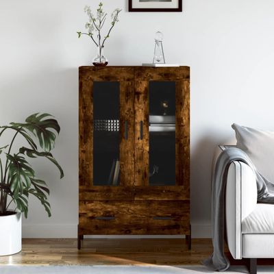 vidaXL Vysoká skrinka dymový dub 69,5x31x115 cm kompozitné drevo