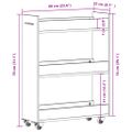 vidaXL Skrinka s kolieskami biela 60x22x79 cm kompozitné drevo