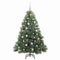 vidaXL Umelý vianočný stromček s 150 LED-i Zelená 150 cm PE a PVC