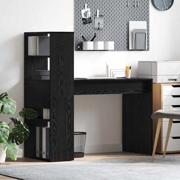 vidaXL Stôl s poličkou Čierny dub 113 x 54 x 120 cm Kompozitné drevo