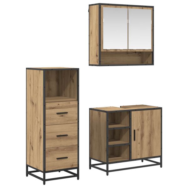 vidaXL Sada kúpeľňového nábytku 3 pcs Remeselný dub Kompozitné drevo
