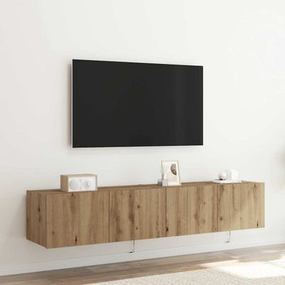 vidaXL TV nástenná skriňa s LED 2 pcs Remeselný dub 80 x 35 x 31 cm