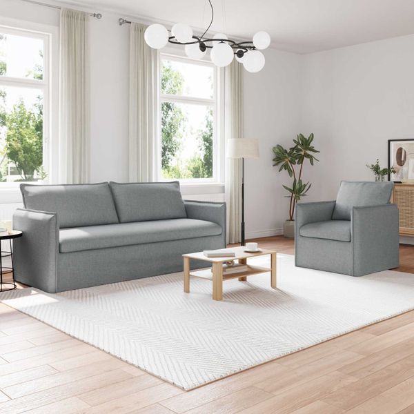 vidaXL Sada pohoviek 2 pcs Svetlosivá 196 x 82 x 85 cm Látka