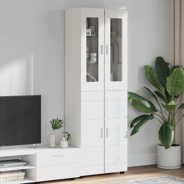 vidaXL Highboard FLORIN Biela 60 x 35 x 182 cm Kompozitné drevo