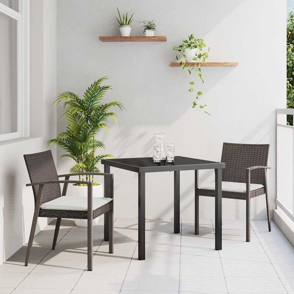 vidaXL Záhradný jedálenský set 3 pcs Hnedá a čierna PE ratan