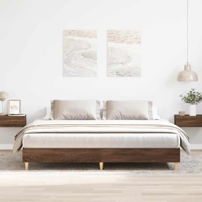 vidaXL Posteľný rám bez matraca hnedý dub 200x200 cm kompozitné drevo