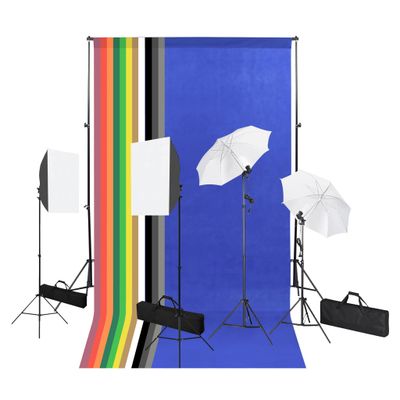 vidaXL Sada do fotoštúdia s pozadím, softbox osvetlením a dáždnikom