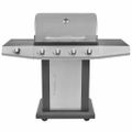 vidaXL Plynový barbecue gril Strieborná Ocotný s kovovou hadicou