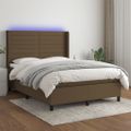 vidaXL Posteľ boxsping s matracom a LED tmavohnedá 140x190 cm látka