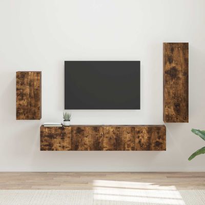 vidaXL Zostava TV skriniek Nástenný 4 pcs Dymová dub Kompozitné drevo