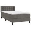 vidaXL Posteľný rám boxspring s matracom tmavosivý 90x200 cm zamat