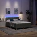 vidaXL LED box s pružinami s LED pásikmi Tmavo šedá 140 x 200 cm látka