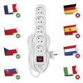 Prodlužovací kabel EMOS P1510 / 10 m / 5 zásuvek / s vypínačom / biely / PVC / 1 mm2