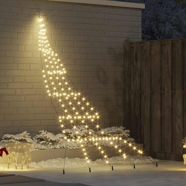 vidaXL LED Vianočný stromček so zemnými kolíkmi Teplá biela 306 cm Kov