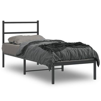 vidaXL Kovový rám postele s čelom čierny 75x190 cm