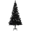 vidaXL Osvetlený umelý vianočný stromček s guľami, čierny 150 cm, PVC