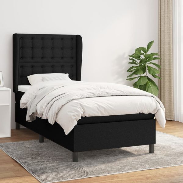 vidaXL Posteľný rám boxspring s matracom čierny 80x200 cm látka