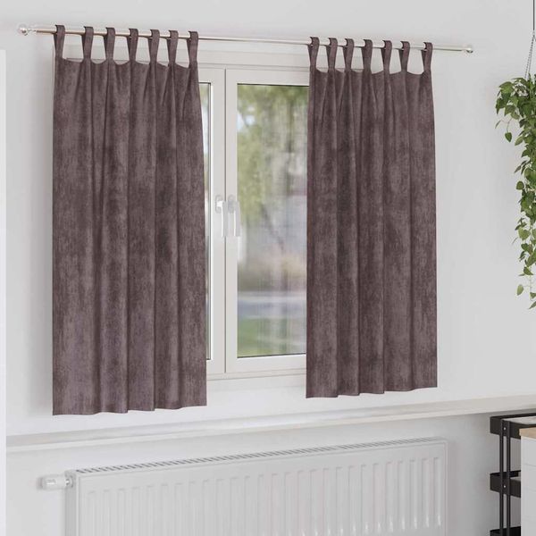 vidaXL Sametové závesy so záclonami 2 pcs Hnedá 175 x 140 cm Zamat