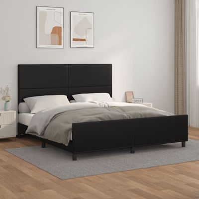 vidaXL Posteľný rám s čelom čierny 160x200 cm umelá koža