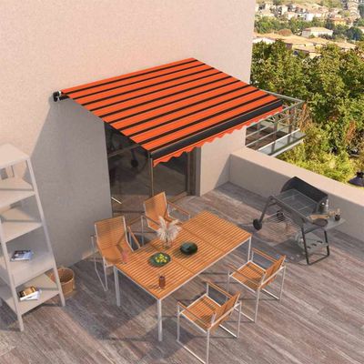vidaXL Manuálne zaťahovacia markíza 400x300 cm oranžová a hnedá
