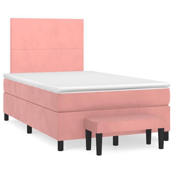 vidaXL Boxspring posteľ s matracom, ružová 120x190 cm, zamat