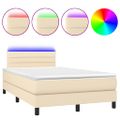 vidaXL Posteľ boxsping s matracom a LED krémová 120x200 cm látka