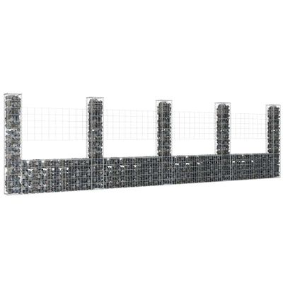 vidaXL Železný gabiónový kôš v tvare U s 5 stĺpmi 500x20x150 cm