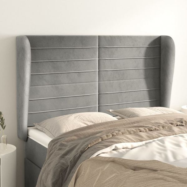vidaXL Čelo postele so záhybmi bledosivé 147x23x118/128 cm zamat