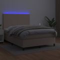 vidaXL Boxspring posteľ matrac a LED kapučínová 140x200 cm umelá koža