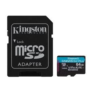 Pamäťová karta Kingston Canvas Go! Plus microSDXC 64GB Class 10, UHS-I, U3, V30, A2, 200/104MB/s (+ adaptér)
