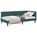 vidaXL Rohový rám postele Tmavozelená 90 cm x 190 cm Zamat