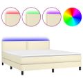 vidaXL Boxspring posteľ s matracom a LED krémová 160x200 cm umelá koža