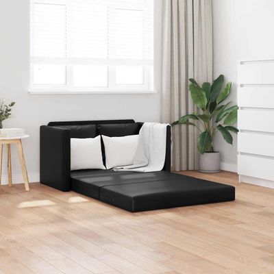 vidaXL Podlahová rozklad. pohovka 2 v 1 čierna 112x174x55cm umelá koža