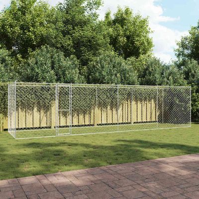 vidaXL Klietka pre psa Strieborná 800 x 200 x 200 cm Pozinkovaná oceľ