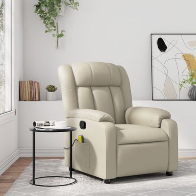 vidaXL Masážne kreslo s polohovacím mechanizmom, krémové, umelá koža