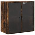 vidaXL Bočná skrinka so sklenenými dvierkami dymový dub 68x37x68,5 cm