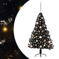 vidaXL Umelý predsvietený vianočný stromček Čierna 120 cm PVC