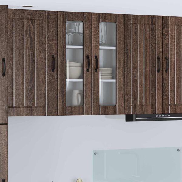 vidaXL Nástenný sklenený kabinet LUCCA Hnedý dub 60 x 31 x 80 cm
