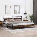 vidaXL Kovový posteľný rám bez matraca dymový dub 200x200 cm